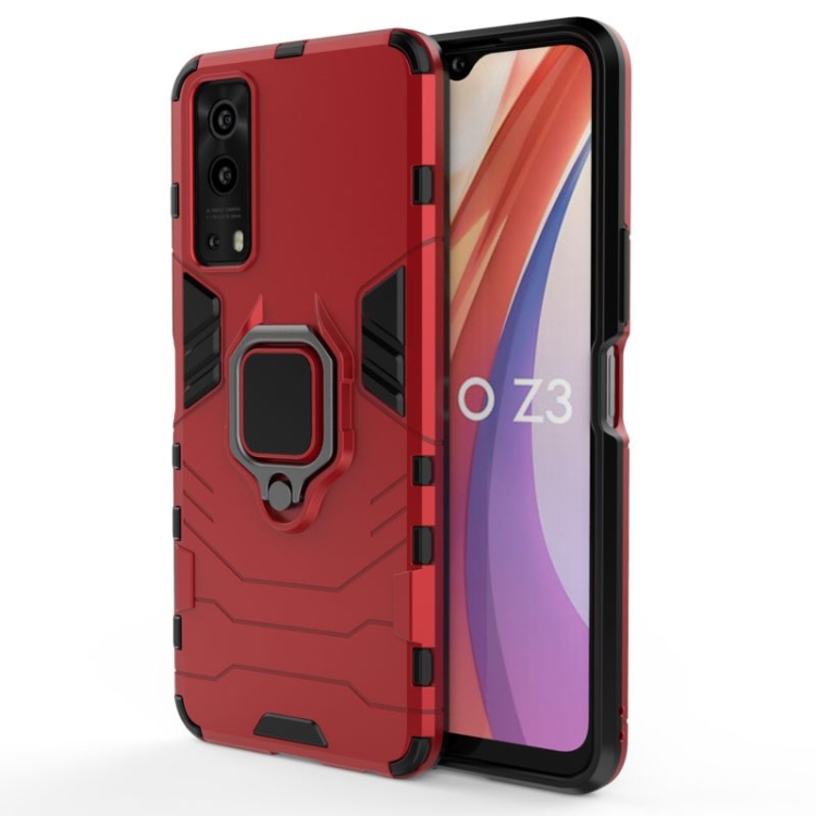 

For vivo iQOO Z3 5G Shockproof PC + TPU Protective Case with Magnetic Ring Holde(Red)