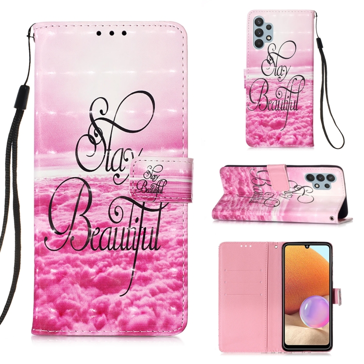 

For Samsung Galaxy A32 4G (EU Version) 3D Painting Horizontal Flip Leather Case with Holder & Card Slot & Wallet & Lanyard(Beautiful)
