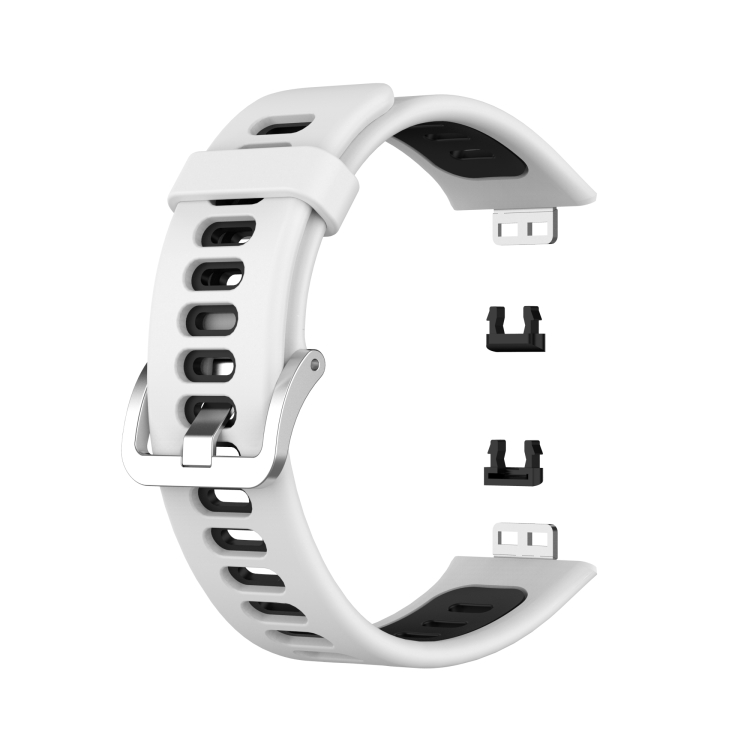 

For Huawei Watch Fit Two-color Silicone Replacement Strap Watchband(White+Black)