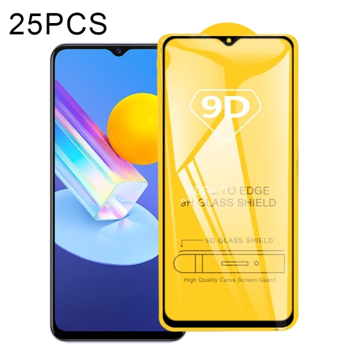 

For vivo Y72 5G 25 PCS 9D Full Glue Full Screen Tempered Glass Film