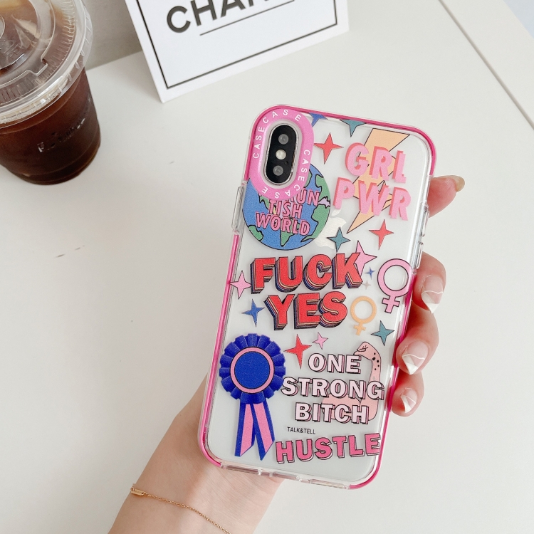 

Double Color TPU Pattern Protective Case For iPhone XS / X(Fuck Yes)