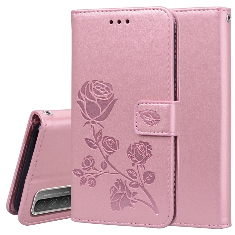 

For Huawei P smart 2021 Rose Embossed Horizontal Flip PU Leather Case with Holder & Card Slots & Wallet(Rose Gold)