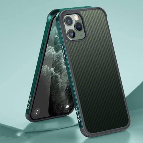 

SULADA Luxury 3D Carbon Fiber Textured Shockproof Metal + TPU Frame Case For iPhone 11 Pro Max(Dark Green)