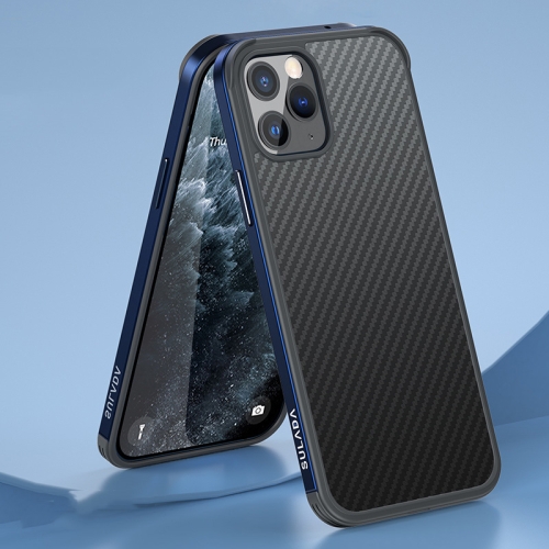 

SULADA Luxury 3D Carbon Fiber Textured Shockproof Metal + TPU Frame Case For iPhone 11 Pro Max(Sea Blue)