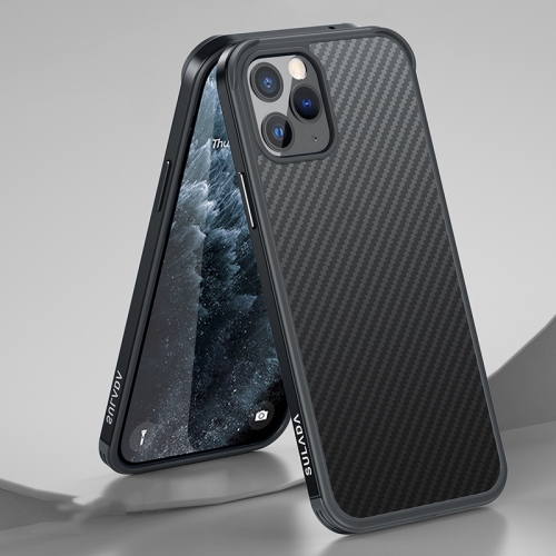 

SULADA Luxury 3D Carbon Fiber Textured Shockproof Metal + TPU Frame Case For iPhone 11 Pro Max(Black)