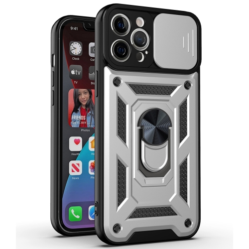 

Sliding Camera Cover Design TPU+PC Protective Case For iPhone 11(Silver)