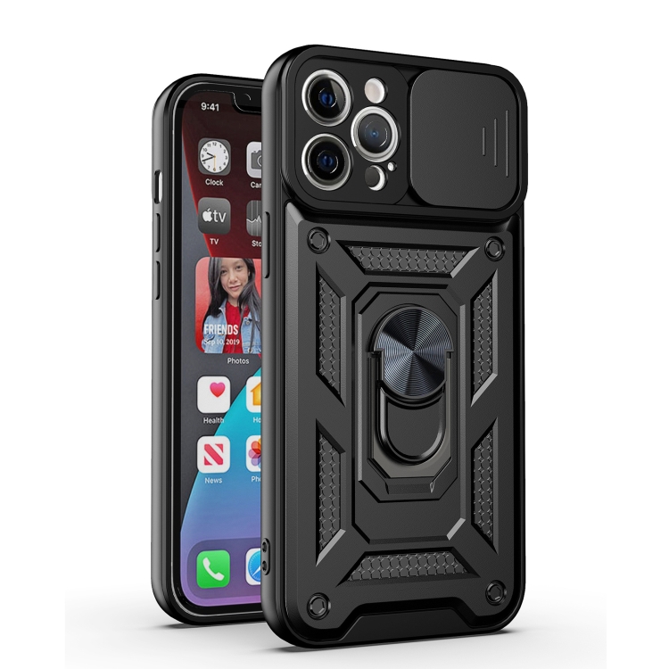 

Sliding Camera Cover Design TPU+PC Protective Case For iPhone 12 mini(Black)
