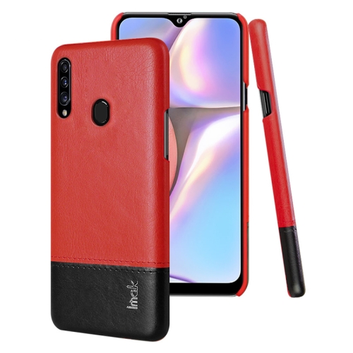 

For Galaxy A20s IMAK Ruiyi Series Concise Slim PU + PC Protective Case(Black+Red)