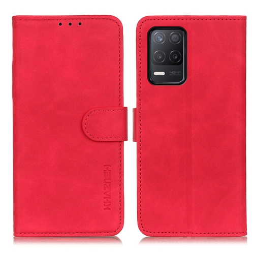 

For Realme V13 5G / Realme 8 5G KHAZNEH Retro Texture PU + TPU Horizontal Flip Leather Case with Holder & Card Slots & Wallet(Red)