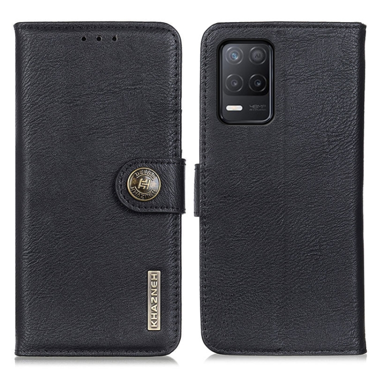

For Realme V13 5G KHAZNEH Cowhide Texture Horizontal Flip Leather Case with Holder & Card Slots & Wallet(Black)