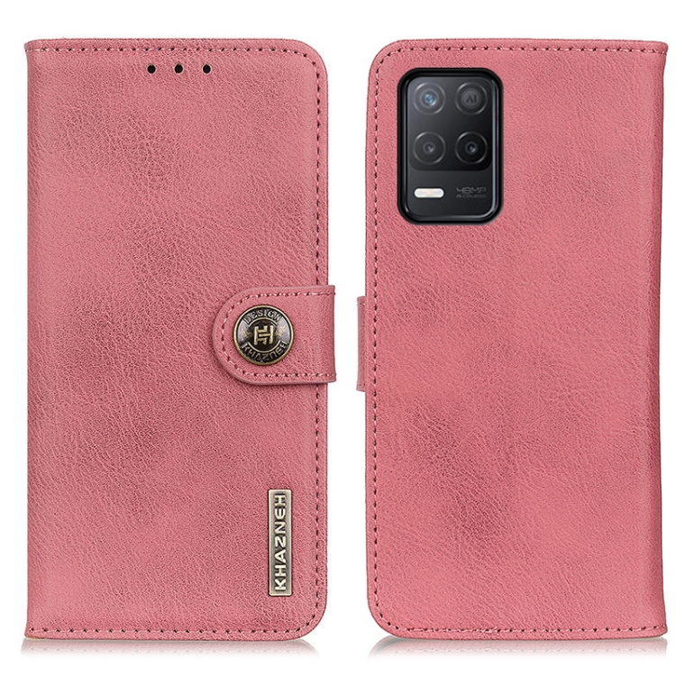 

For Realme V13 5G KHAZNEH Cowhide Texture Horizontal Flip Leather Case with Holder & Card Slots & Wallet(Pink)