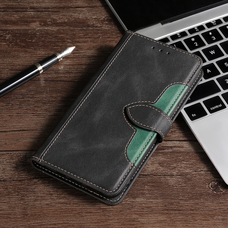 

For Samsung Galaxy A12 Stitching Skin Feel Magnetic Buckle Horizontal Flip PU Leather Case with Holder & Card Slots & Wallet(Black)