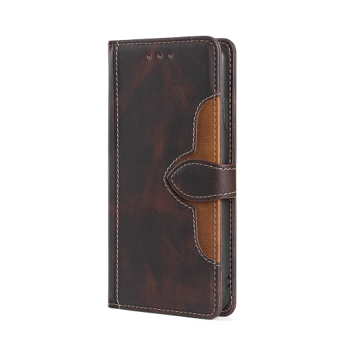 

For Samsung Galaxy A12 Stitching Skin Feel Magnetic Buckle Horizontal Flip PU Leather Case with Holder & Card Slots & Wallet(Brown)