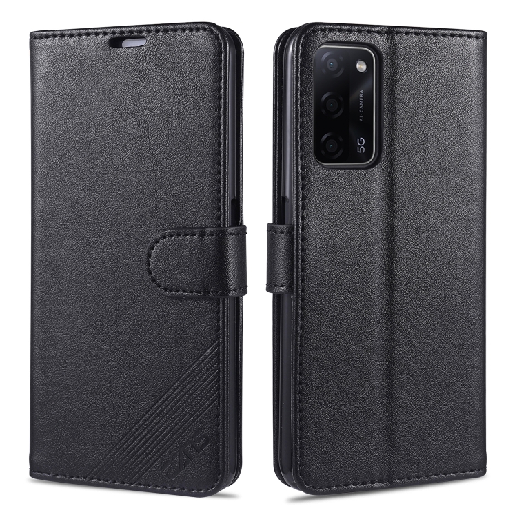 

For OPPO A55 5G AZNS Sheepskin Texture Horizontal Flip Leather Case with Holder & Card Slots & Wallet(Black)