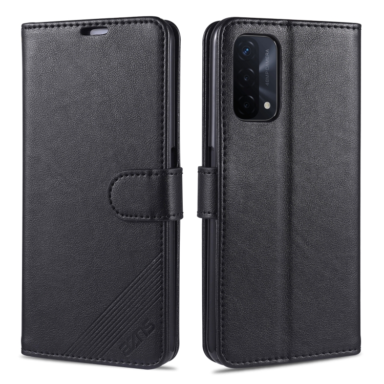 

For OPPO A74 5G AZNS Sheepskin Texture Horizontal Flip Leather Case with Holder & Card Slots & Wallet(Black)