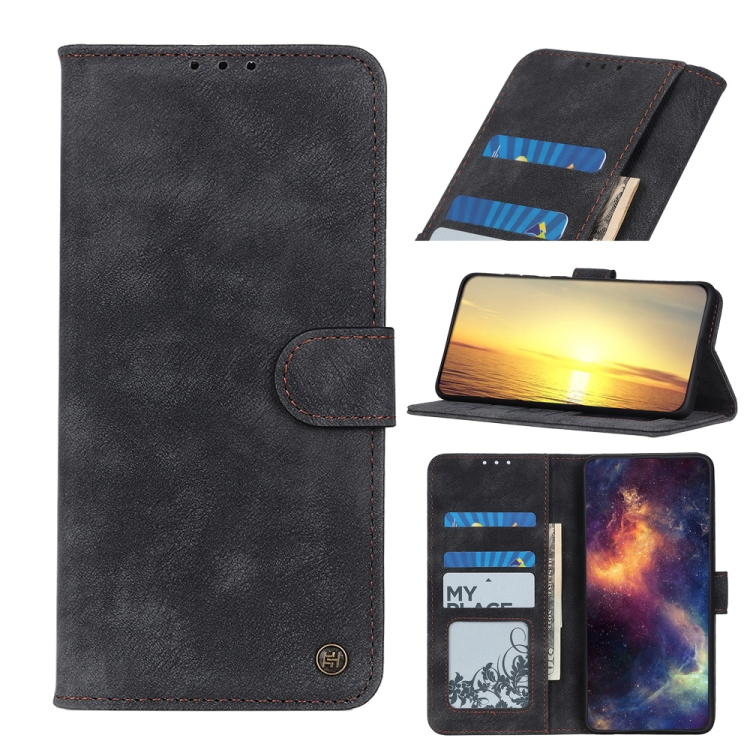 

For Samsung Galaxy A22 5G (EU Version) Antelope Texture Magnetic Buckle Horizontal Flip PU Leather Case with Card Slots & Wallet & Holder(Black)