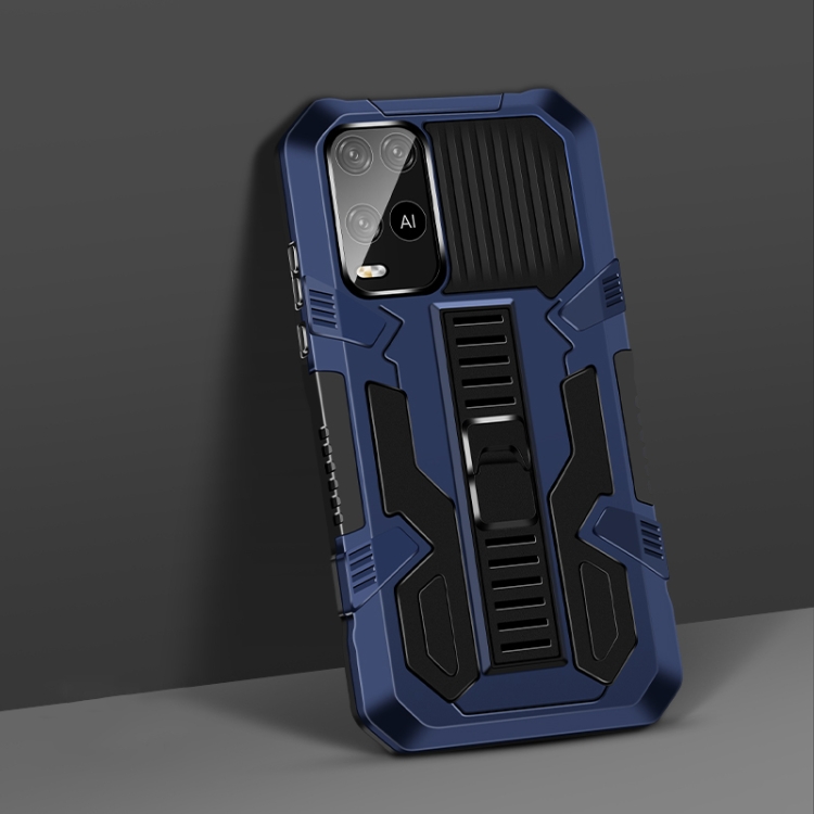 

For OPPO A54 4G Vanguard Warrior All Inclusive Double-color Shockproof TPU + PC Protective Case with Holder(Cobalt Blue)