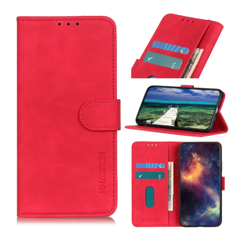 

For Samsung Galaxy A22 4G(EU Version) KHAZNEH Retro Texture Horizontal Flip Leather Case with Holder & Card Slots & Wallet(Red)