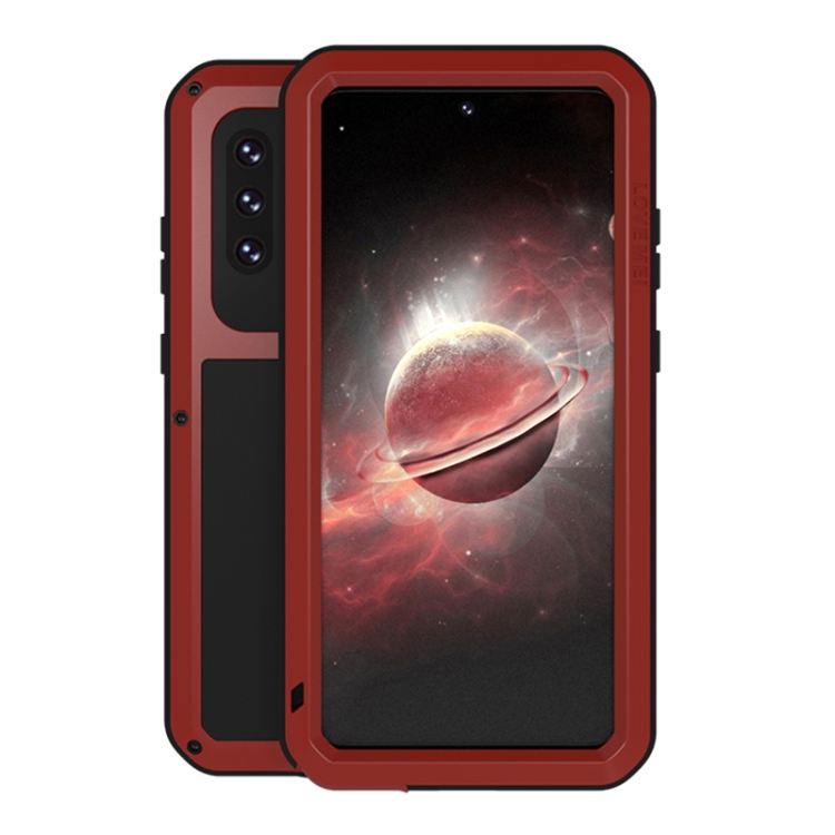 

For Samsung Galaxy A72 5G / 4G LOVE MEI Metal Shockproof Waterproof Dustproof Protective Case with Glass(Red)