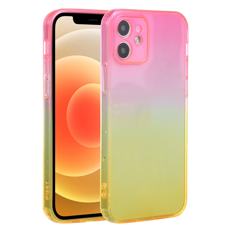 

Straight Edge Gradient Color TPU Protective Case For iPhone 12(Orange Pink)
