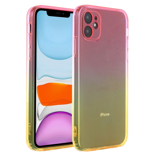 

Straight Edge Gradient Color TPU Protective Case For iPhone 11(Orange Pink)