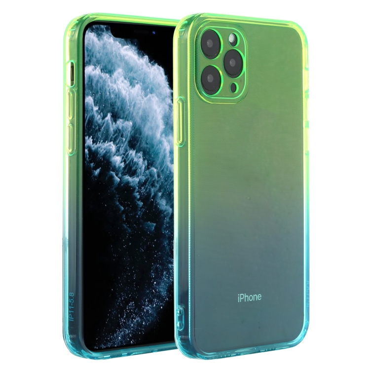 

Straight Edge Gradient Color TPU Protective Case For iPhone 11 Pro(Blue Green)