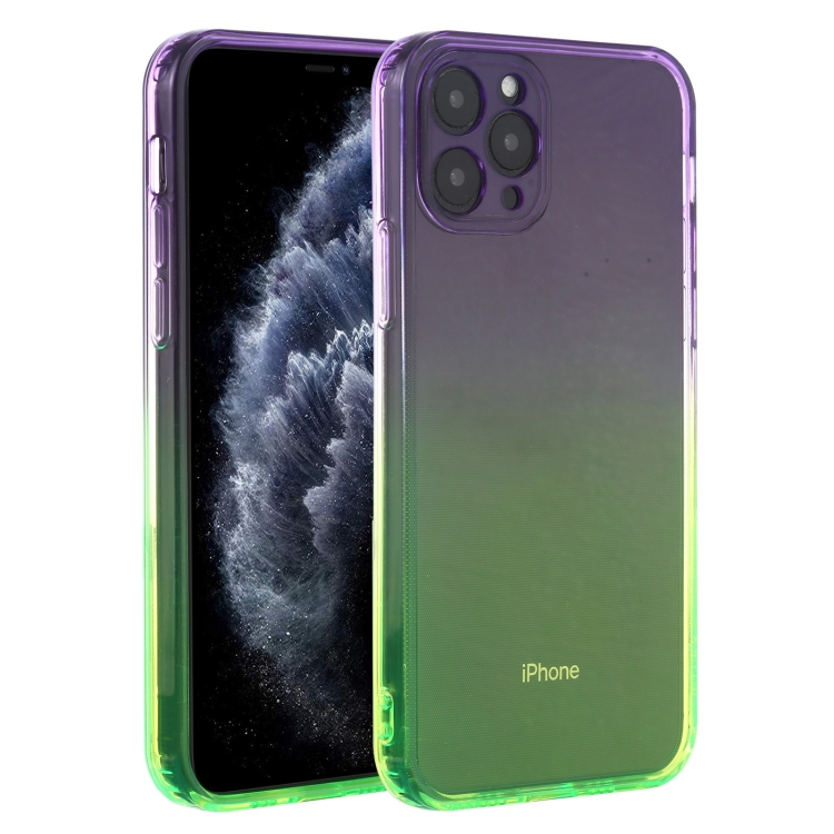 

Straight Edge Gradient Color TPU Protective Case For iPhone 11 Pro Max(Purple Green)