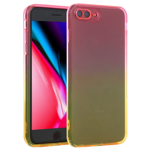 

Straight Edge Gradient Color TPU Protective Case For iPhone 8 Plus / 7 Plus(Orange Pink)