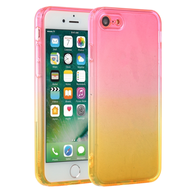 

Straight Edge Gradient Color TPU Protective Case For iPhone SE 2020 / 8 / 7(Orange Pink)