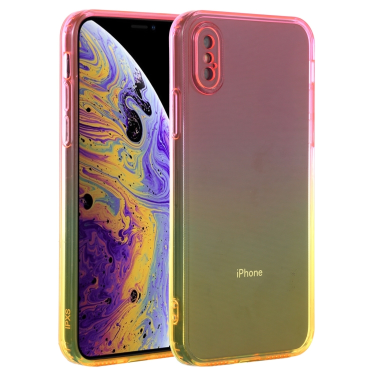 

Straight Edge Gradient Color TPU Protective Case For iPhone XS(Orange Pink)