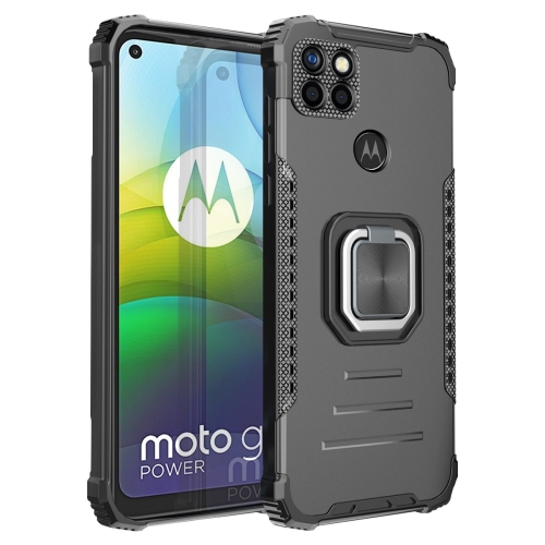 

For Motorola Moto G9 Power Fierce Warrior Series Armor All-inclusive Shockproof Aluminum Alloy + TPU Protective Case with Ring Holder(Black)