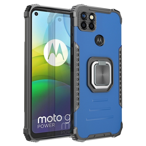 

For Motorola Moto G9 Power Fierce Warrior Series Armor All-inclusive Shockproof Aluminum Alloy + TPU Protective Case with Ring Holder(Blue)