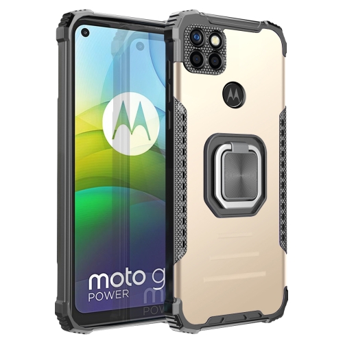 

For Motorola Moto G9 Power Fierce Warrior Series Armor All-inclusive Shockproof Aluminum Alloy + TPU Protective Case with Ring Holder(Gold)