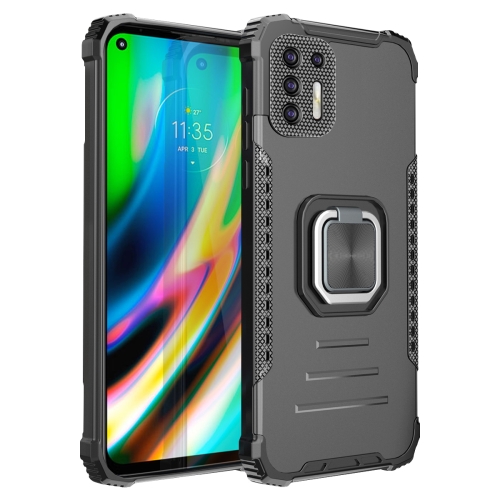 

For Motorola Moto G9 Plus Fierce Warrior Series Armor All-inclusive Shockproof Aluminum Alloy + TPU Protective Case with Ring Holder(Black)