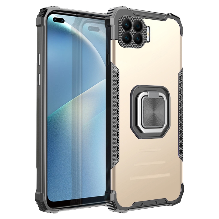 

For OPPO Reno4 F Fierce Warrior Series Armor All-inclusive Shockproof Aluminum Alloy + TPU Protective Case with Ring Holder(Gold)