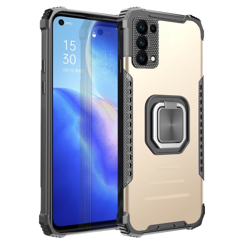 

For OPPO Reno 5 Fierce Warrior Series Armor All-inclusive Shockproof Aluminum Alloy + TPU Protective Case with Ring Holder(Gold)