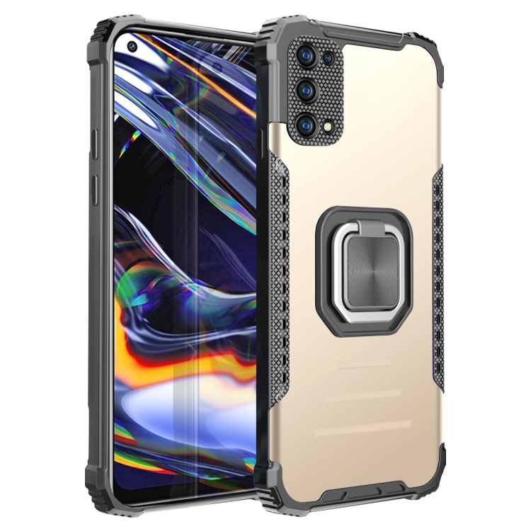 

For OPPO Realme 7 Pro Fierce Warrior Series Armor All-inclusive Shockproof Aluminum Alloy + TPU Protective Case with Ring Holder(Gold)