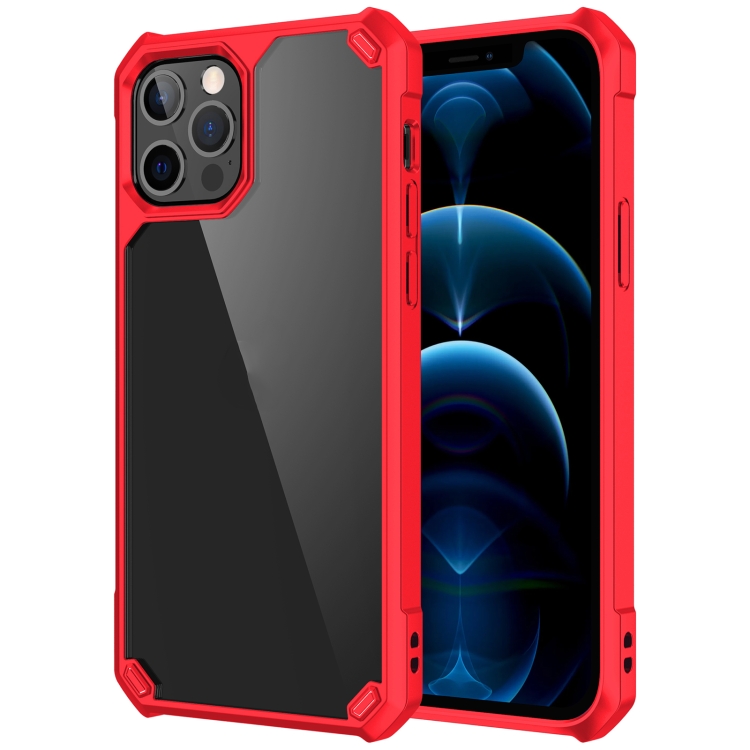 

Shockproof Glossy Acrylic + TPU Protective Case For iPhone 12 / 12 Pro(Red)
