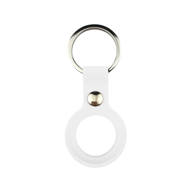 

Liquid Silicone Shockproof Protective Cover Soft Case with Keychain Ring For AirTag(White)