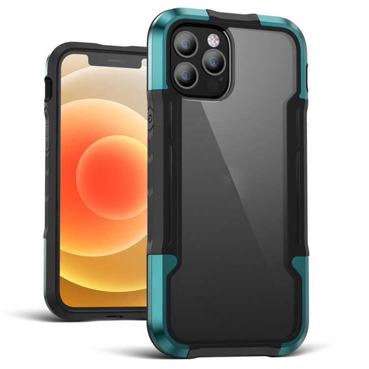 

Metal Shockproof Transparent Protective Case For iPhone 12 mini(Dark Green)