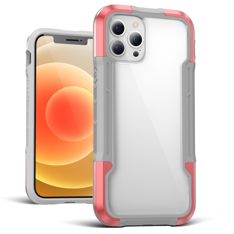 

Metal Shockproof Transparent Protective Case For iPhone 12 Pro Max(Rose Gold)