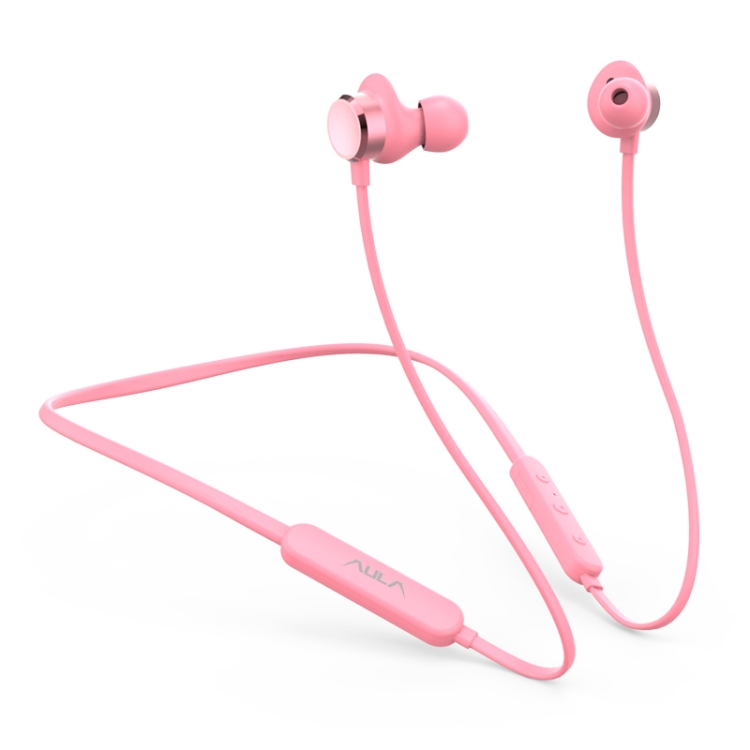 

AULA F01 Bluetooth 5.0 Intelligent Noise Reduction Magnetic Neck-mounted Bluetooth Earphone(Pink)