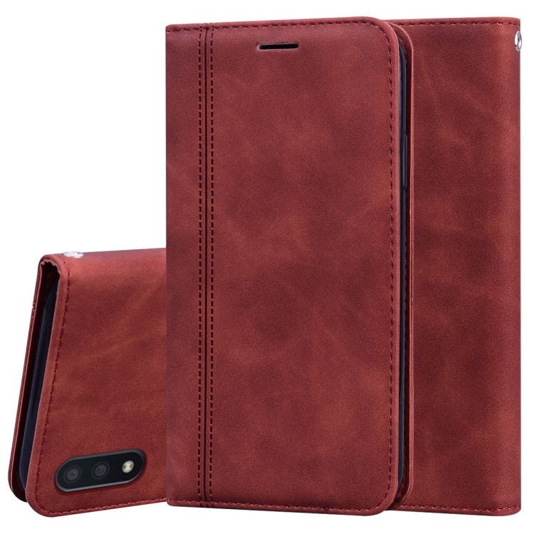 

For Samsung Galaxy M01 Frosted Business Magnetic Horizontal Flip PU Leather Case with Holder & Card Slot & Lanyard(Brown)
