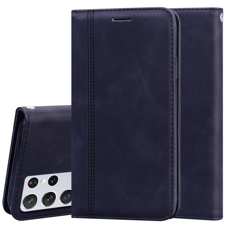 

For Samsung Galaxy S21 Ultra 5G Frosted Business Magnetic Horizontal Flip PU Leather Case with Holder & Card Slot & Lanyard(Black)