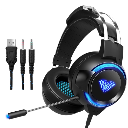 

AULA G91 3.5mm + USB Port Stereo Channel LED Gaming Headset with Mic(Black)