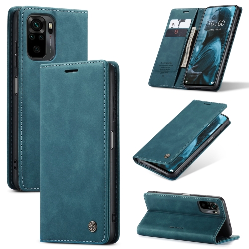 For Xiaomi Redmi Note 10 / Note 10s CaseMe 013 Multifunctional Horizontal Flip Leather Case with Holder & Card Slot & Wallet(Blue)