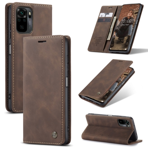 

For Xiaomi Redmi Note 10 / Note 10s CaseMe 013 Multifunctional Horizontal Flip Leather Case with Holder & Card Slot & Wallet(Coffee)