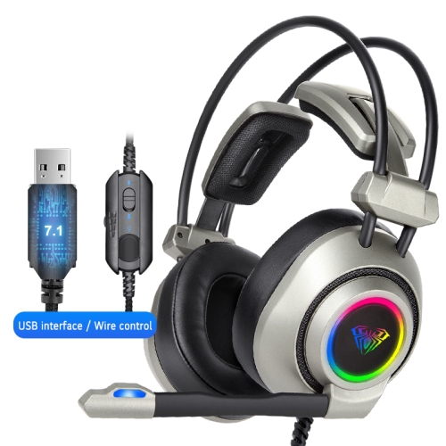 

AULA S600 7.1 Flying Wing USB RGB Lighting Gaming Headset with Mic(Grey)