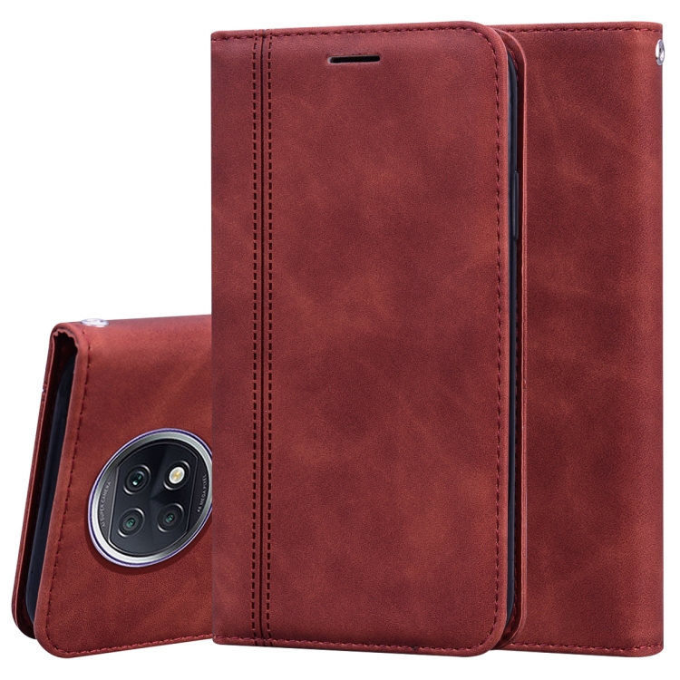 

For Xiaomi Redmi Note 9T Frosted Business Magnetic Horizontal Flip PU Leather Case with Holder & Card Slot & Lanyard(Brown)