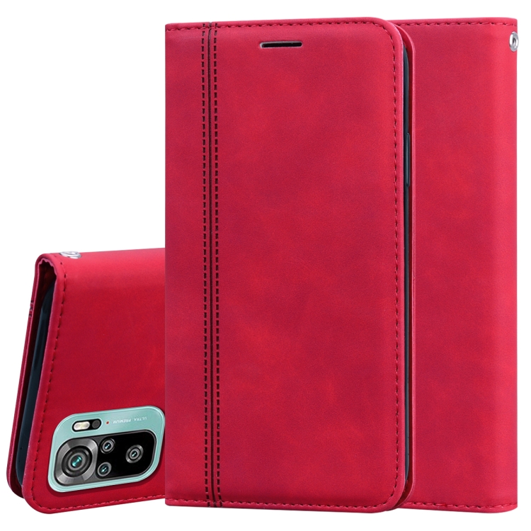 

For Xiaomi Redmi Note 10 4G Frosted Business Magnetic Horizontal Flip PU Leather Case with Holder & Card Slot & Lanyard(Red)
